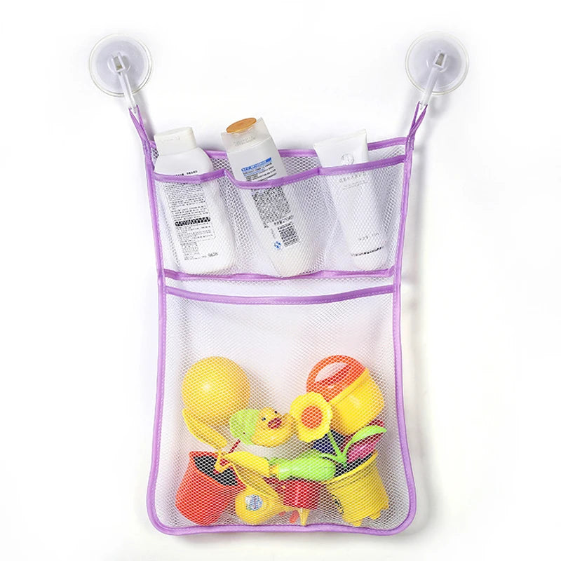 Baby Shower Bath Toys White Baby Kids Toy Storage Mesh with Strong Suction Cups Toy Bag Net Bathroom Organizer for Kids Toddlers