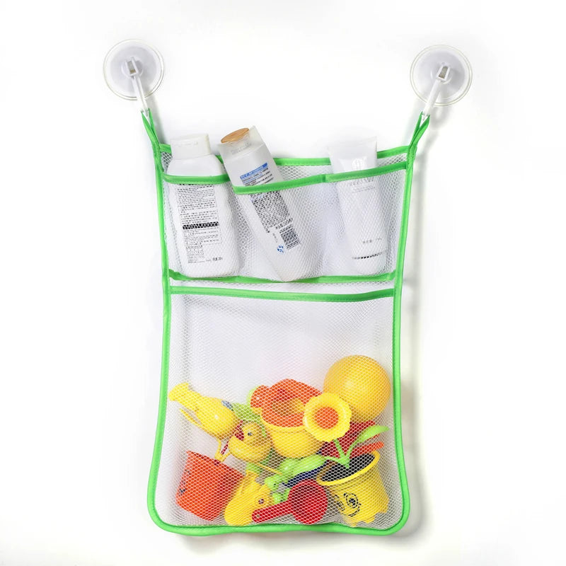 Baby Shower Bath Toys White Baby Kids Toy Storage Mesh with Strong Suction Cups Toy Bag Net Bathroom Organizer for Kids Toddlers