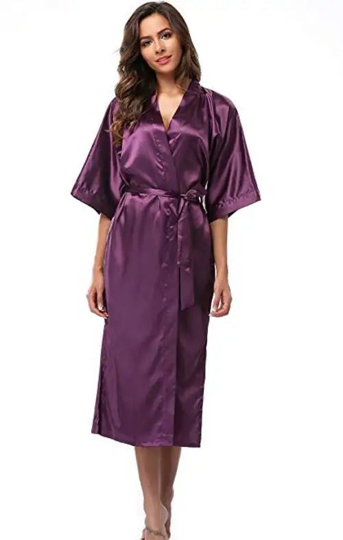 Women Silk Satin Long Wedding Bride Bridesmaid Robe Kimono Robe Feminino Bath Robe Large Size XXXL Peignoir Femme Sexy Bathrobe