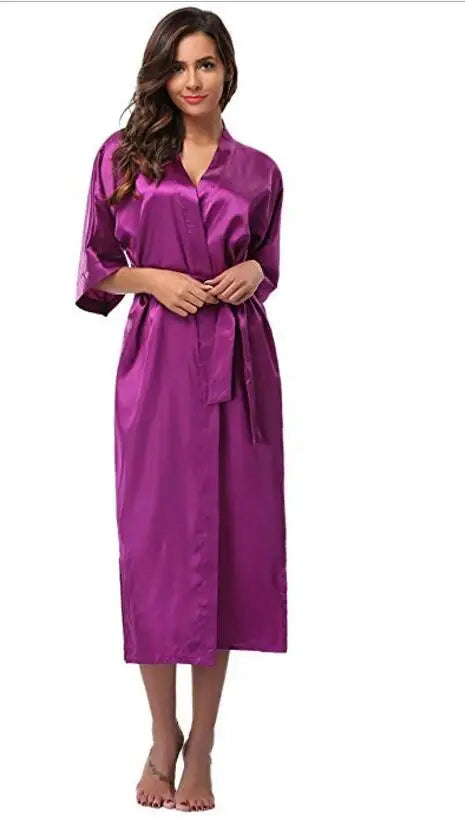 Women Silk Satin Long Wedding Bride Bridesmaid Robe Kimono Robe Feminino Bath Robe Large Size XXXL Peignoir Femme Sexy Bathrobe