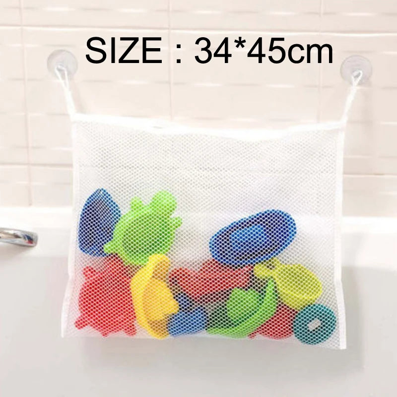 Baby Shower Bath Toys White Baby Kids Toy Storage Mesh with Strong Suction Cups Toy Bag Net Bathroom Organizer for Kids Toddlers