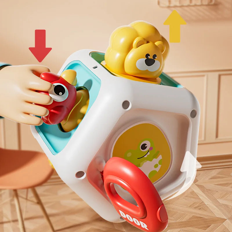 Baby Busy Board Cube Montessori Sensory Toys for Toddler Educational Learning Activities Travel Toy Lock Box Fine Motor Skill