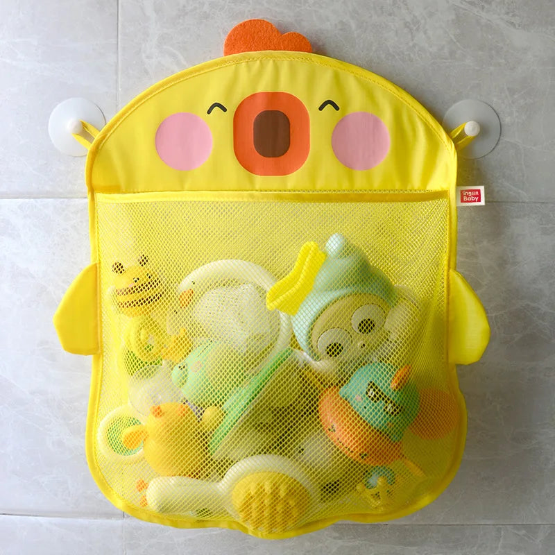 Baby Shower Bath Toys White Baby Kids Toy Storage Mesh with Strong Suction Cups Toy Bag Net Bathroom Organizer for Kids Toddlers
