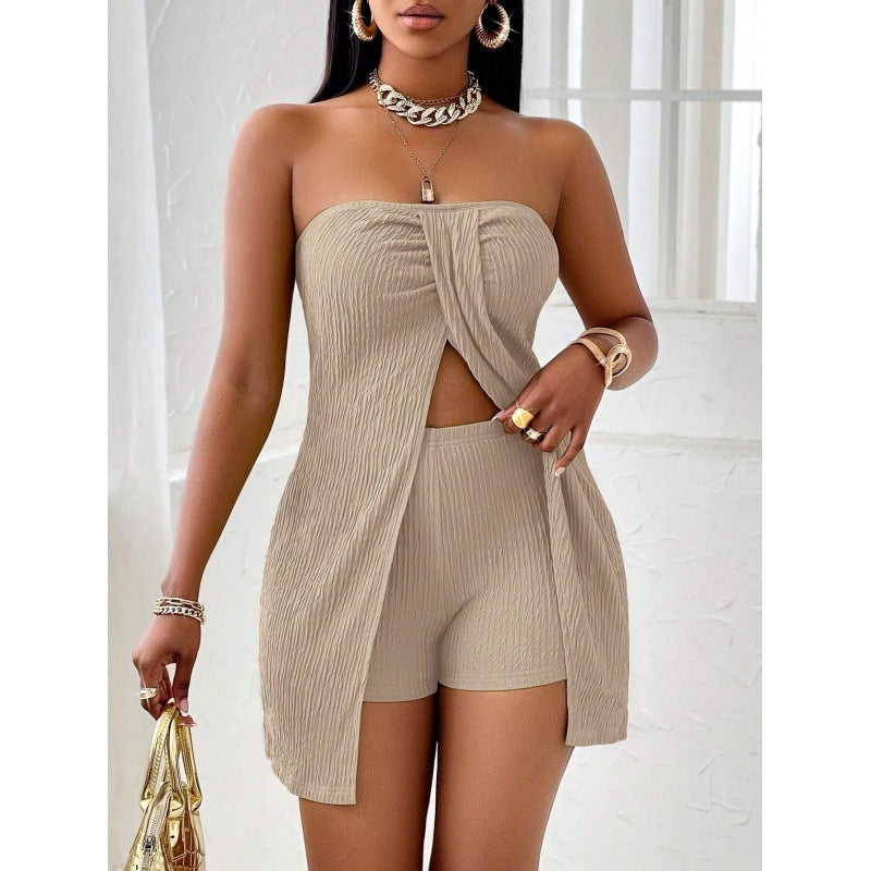 Conjunto Feminino de Shorts e Top Tomara que Caia